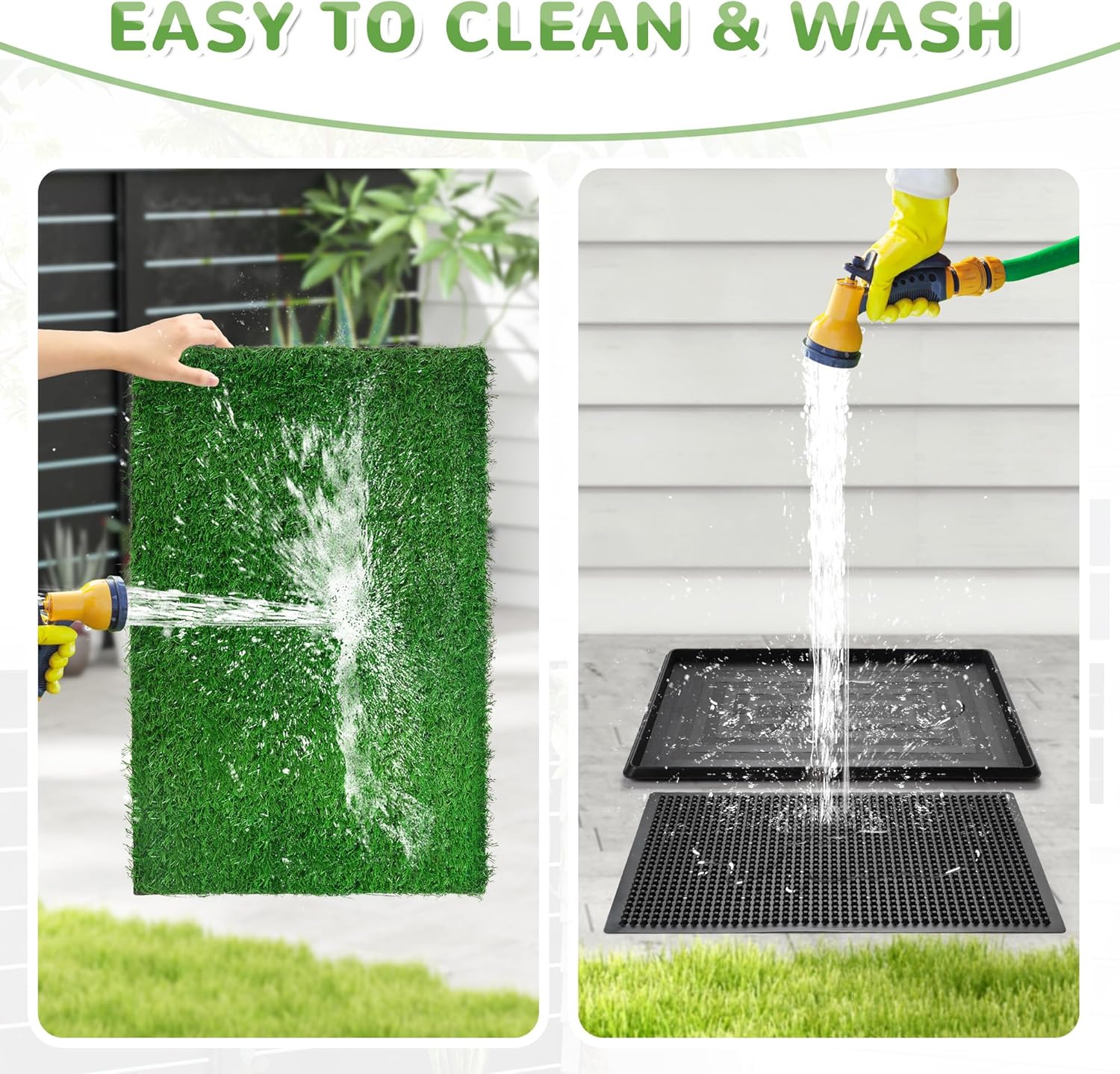 COZIWOW Dog Grass Pad with Tray for Indoor Puppy Potty Pee PoopTraining, 25”×20” Resuable Dog Toilet Pet Loo, 3-Layer System