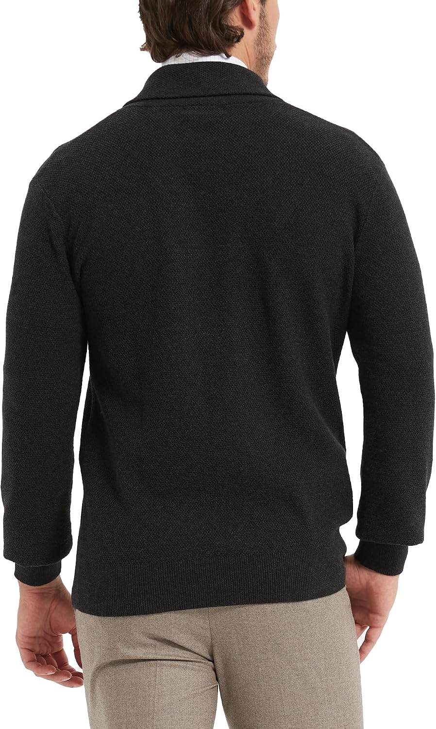 Kallspin Men's Pure Cotton Cardigan Sweater Button Down Shawl Collar Lightweight Knitwear Classic Casual