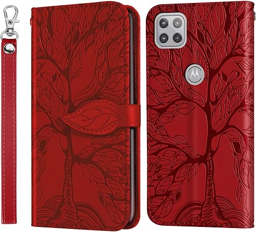 Funda para Motorola One 5G Ace 2021Motorola Moto G 5G 2020 Funda tipo cartera de piel sintética con soporte para tarjetas cordón multiángulos para