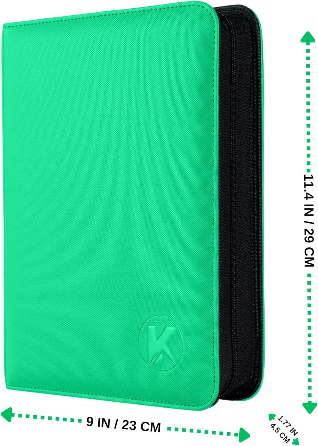 Top loader Binder, Holds 128+ Toploaders, 4 Pocket Top Loader Card Storage Case, Double-Sided Pockets for trading card in 3 x 4'' Toploaders (Grass Green)