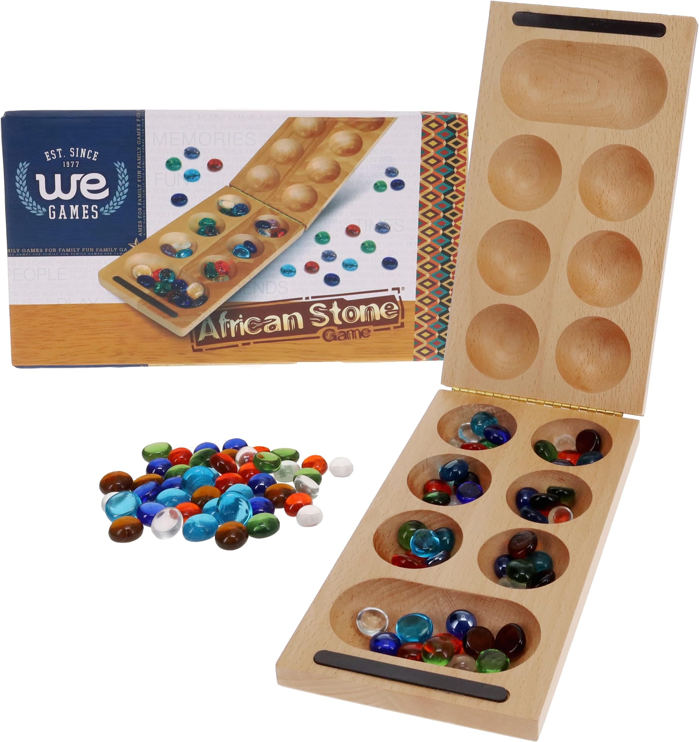 Solid Wood Folding Mancala Board Game - 18 in., Travel Games for Adults, Home Decor, Living Room Decor, Birthday Gifts, Table Games