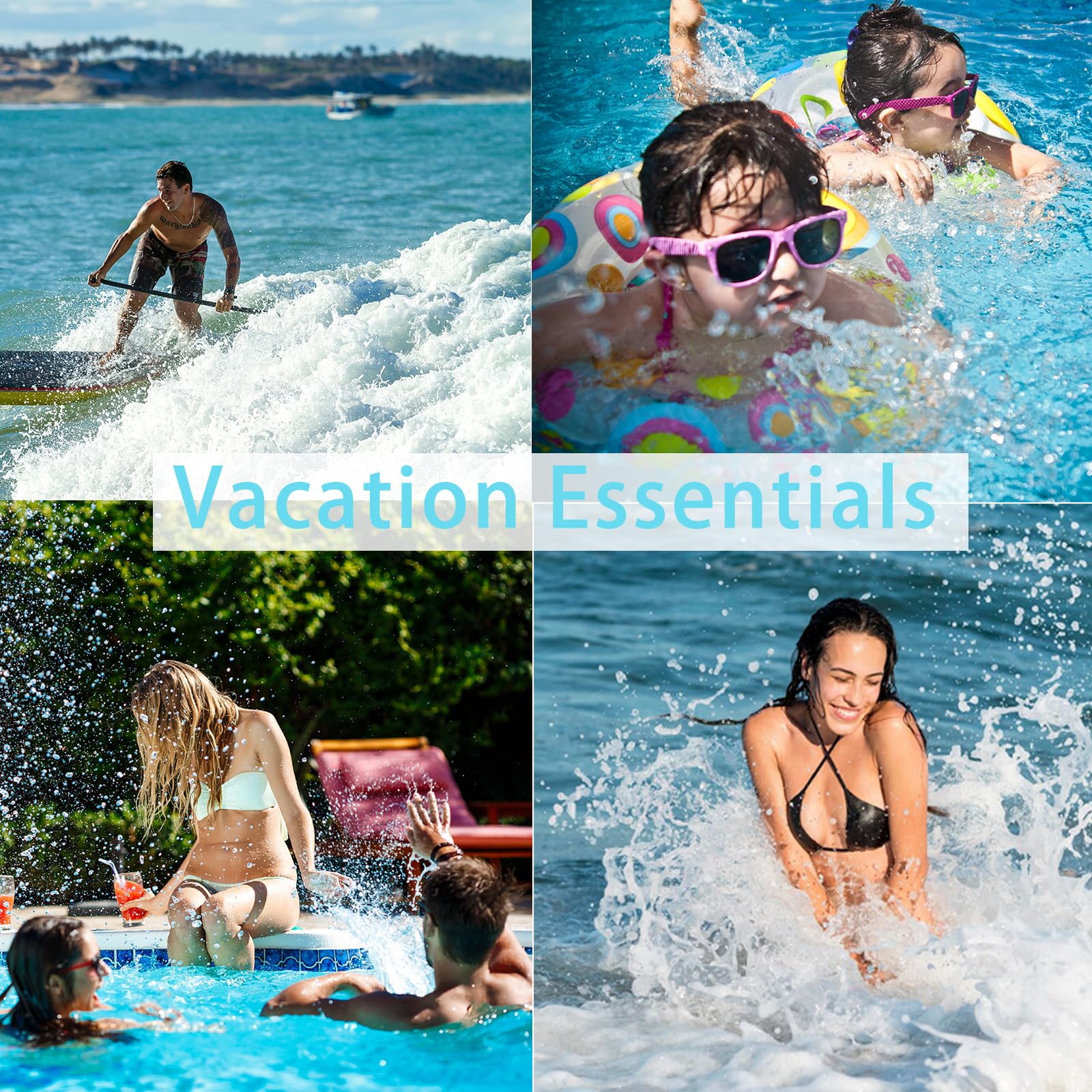 Funda impermeable para teléfono, funda impermeable para teléfono con cordón ajustable, artículos esenciales para deportes acuáticos de playa, IPX8, bolsas secas universales a prueba de agua para
