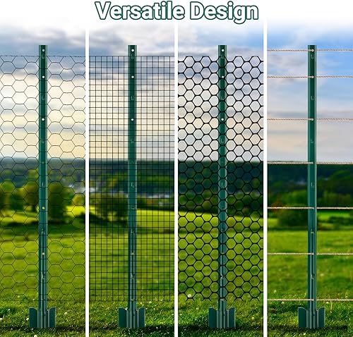 Vista 12 de Postes de valla de 3 pies – 8 unidades, poste de valla de metal resistente, poste sin excavar en U para granja, jardín, huerto y valla de alambre al