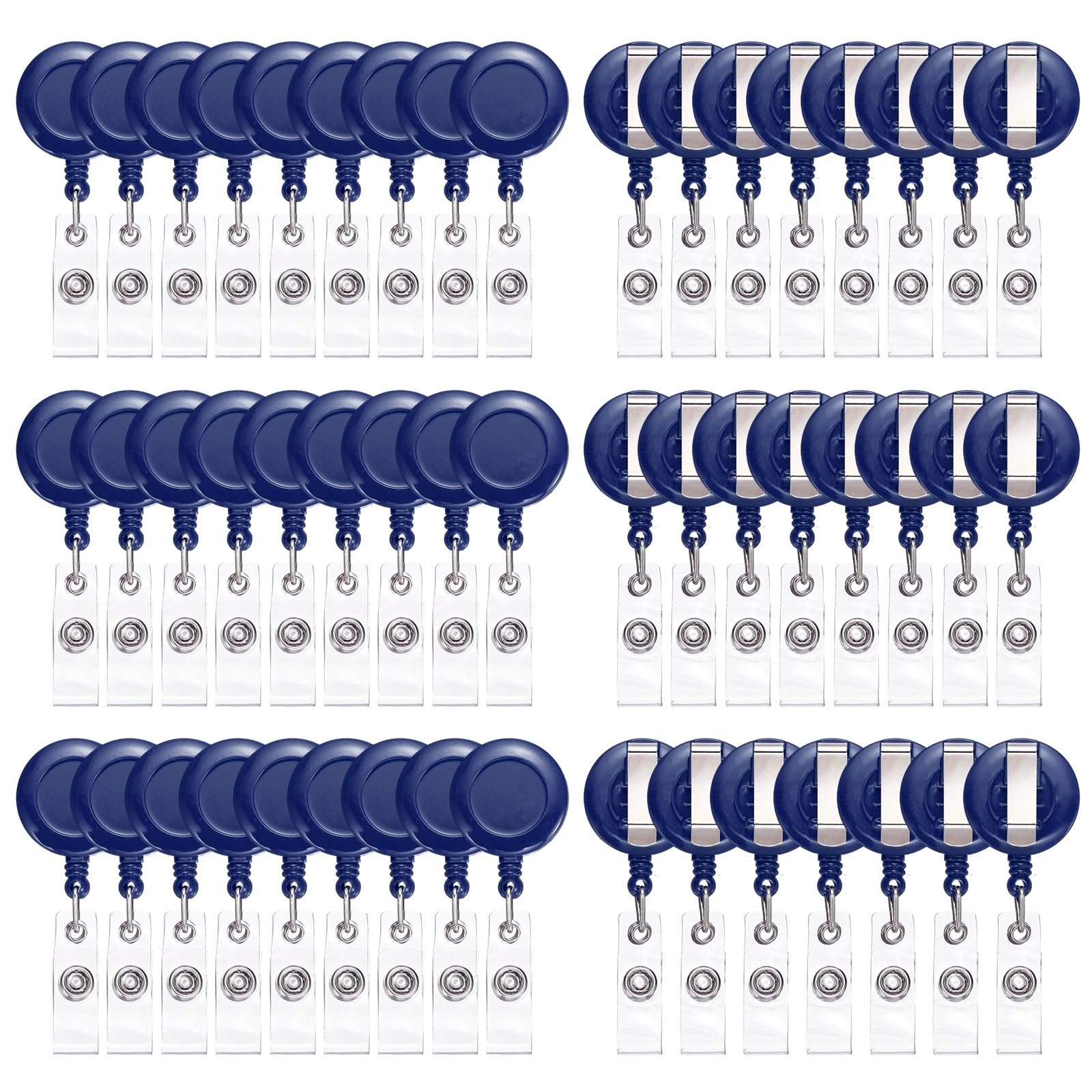 PATIKIL 50 Pcs Badge Reel, Retractable Badge Clip, ID Card Holder Reel with Swivel Alligator Clip for Teacher Employees Office Supplies, Dark Blue