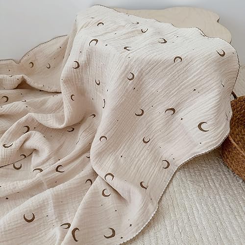 Vista 73 de BuLuTu Mantas de muselina para bebés, niños y niñas, 100% algodón, manta reversible para bebé, manta para cuna, suave, transpirable
