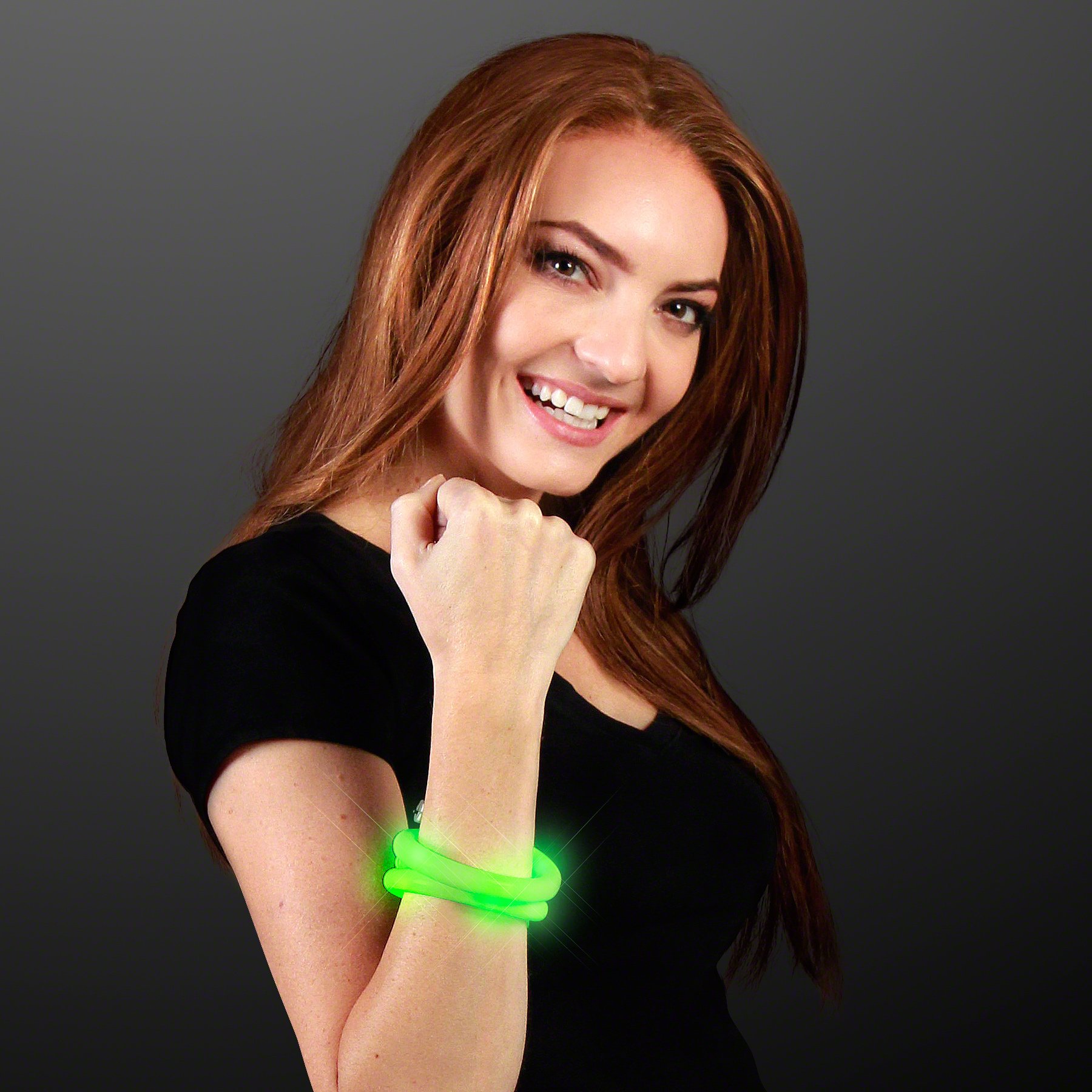 Green LED Flashing Tube Wrap Light Up Bracelet