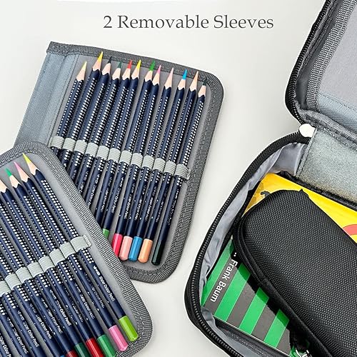Miniatura 5 de allydrew Estuche de gran capacidad para lápices de 72 ranuras para lápices de colores, bolsa de papelería, color negro