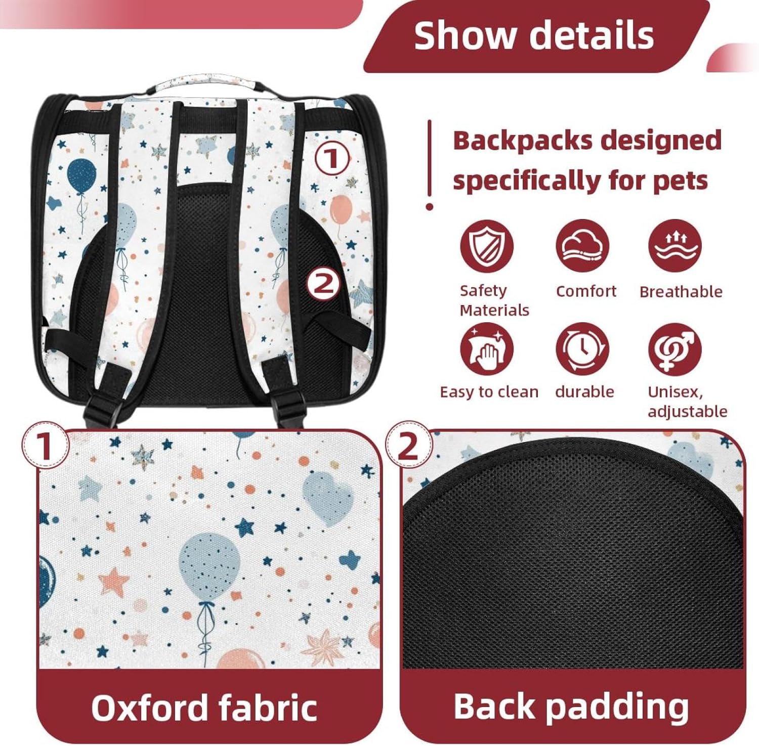 Portable Travel pet Backpack Carrier Hamster Bag Small Dog cat Carrier Breathable Hang Bag, New Year and Birthday (3)