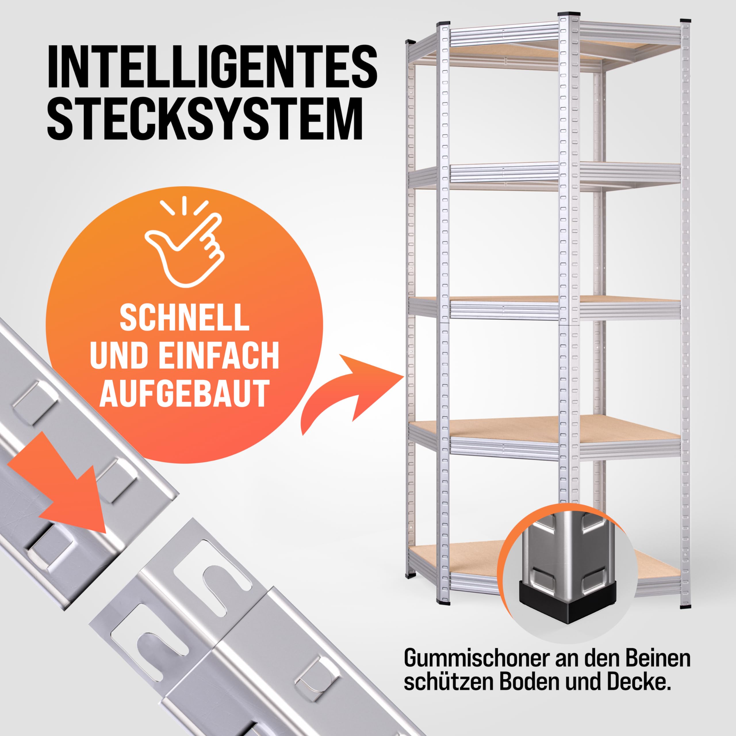 Monzana® Eckregal Lagerregal 180x70x40cm 875 kg 5 MDF-Platten Regal Schwerlastregal Kellerregal Steckregal Werkstattregal