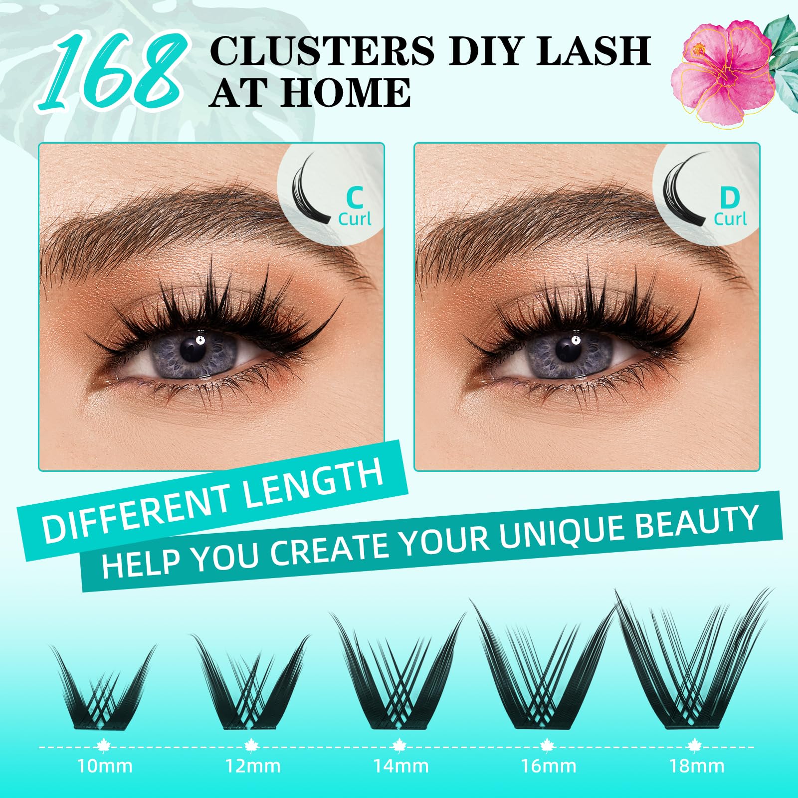 Ciglia Finte Manga 168Pcs Ciglia Finte Ciuffetti Wet Look Ultra-Sottile Lash Band Estensioni ciglia Spiky Anime Ampio Span Lashes (Kitten, D-10mm)
