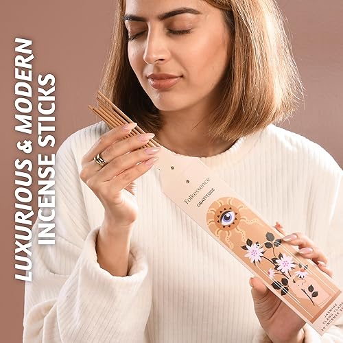 Miniatura 7 de Folkulture Set de regalo de varillas de incienso, paquete de 12 Insenses (240 varillas) con soporte para incienso, incienso, bergamota, jazmín,