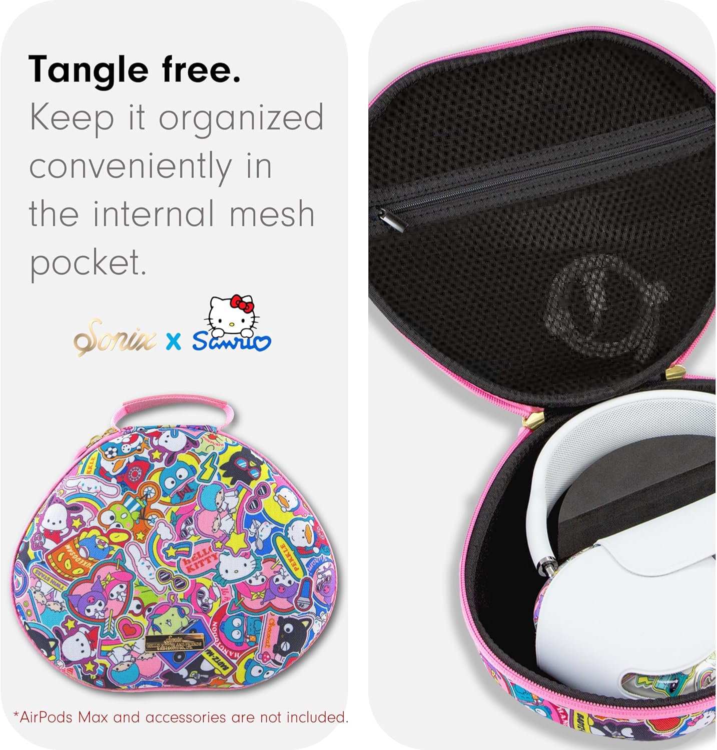 Sonix x Sanrio Protective Case for Apple AirPods Max Headphones | Travel Carrying Case, Portable Storage Bag, Supports Sleep Mode | Hello Kitty & Friends Stickers - Image 5