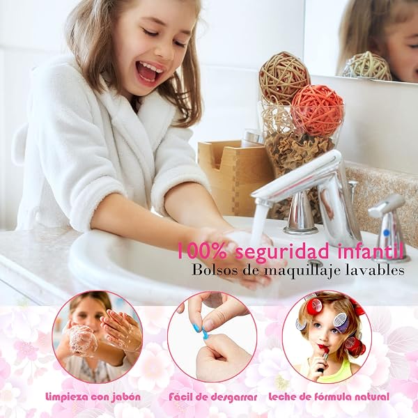 Mrabbitoo Maquillage Enfant Jouet Filles - Coffret Maquillage Enfant, Non Toxique Malette Kit de Maquillage Enfant Fille,Maquillage Enfant Cadeau de Noël Anniversaire Jouet pour Princesse Fille 3+ Ans - 5