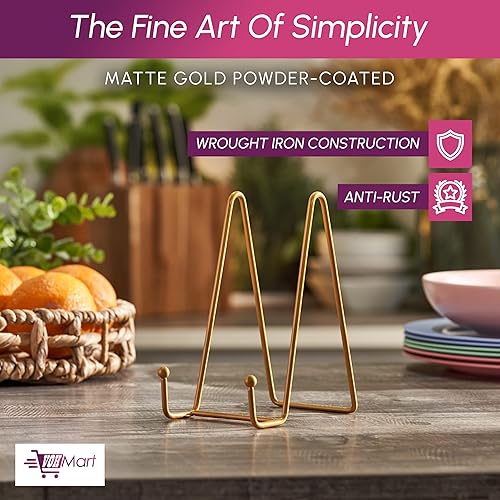 Miniatura 10 de Soportes de placa para exhibición, paquete de 4 unidades, metal negro, soporte para libros y soporte para libros para mesa, estantes, soporte de