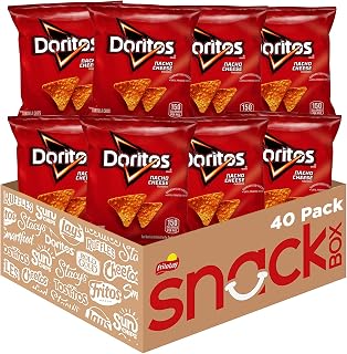 Doritos Nacho Cheese Tortilla Chips, 1oz Single Serve Bags (Pack of 40) - Bold Crunchy Snacks for Lunches & Parties