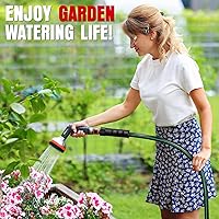 Vista 7 de Manguera de jardín resistente de 50 pies, manguera de agua flexible no expansible, manguera híbrida ligera resistente a las torceduras, manguera a