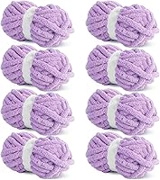 Vista 12 de Hombys Hilo de felpilla gruesa verde salvia para tejer a ganchillo y tejer, hilo grueso y esponjoso súper voluminoso para tejer a mano manta, hilo