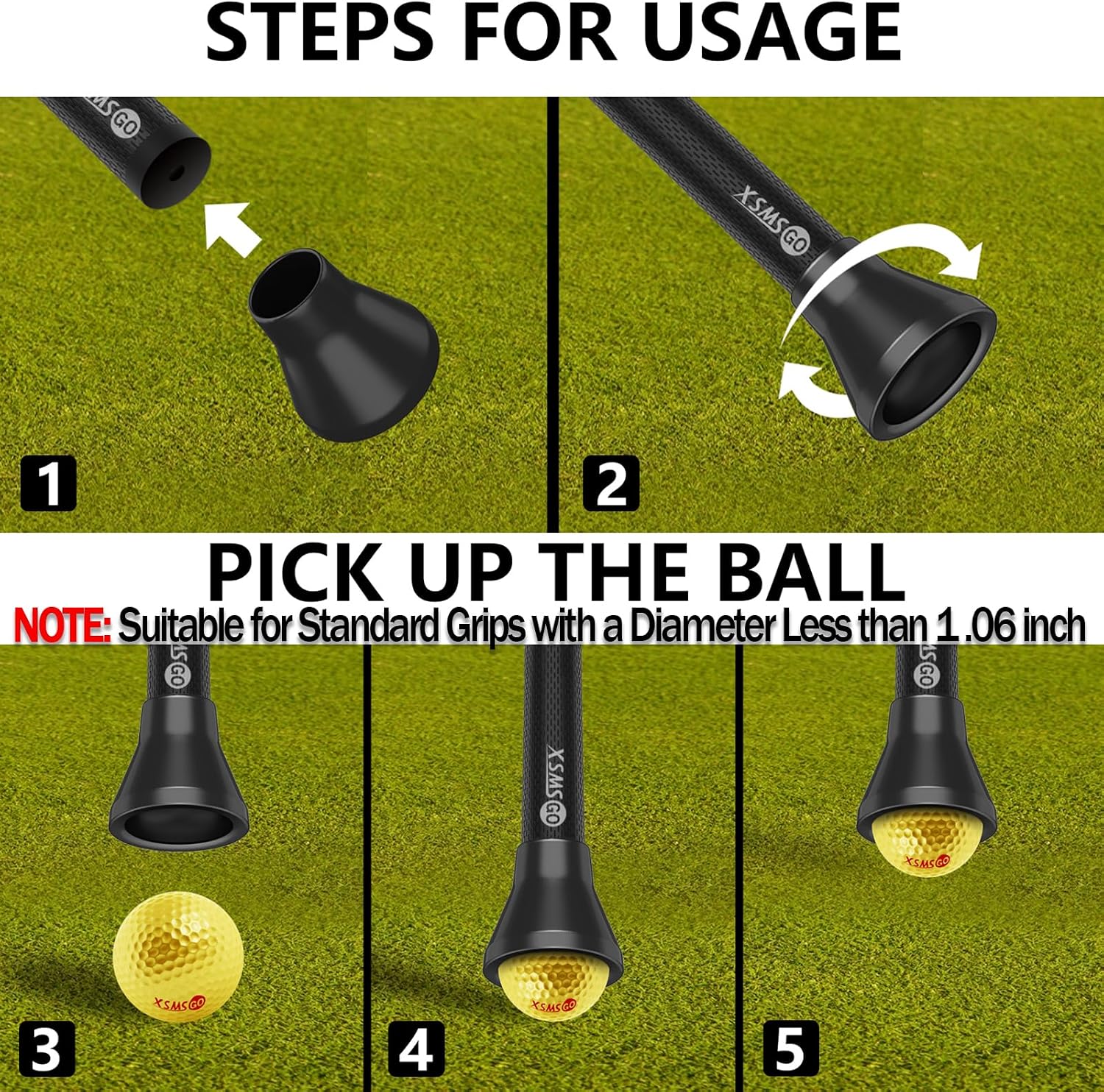 4pcs Golf Ball Retriever,Quick-Install Golf Ball Picker Upper Tool,Durable Golf Ball Grabber for Putter and Swing Handle Golf Accessories (Suction Cup) image 5