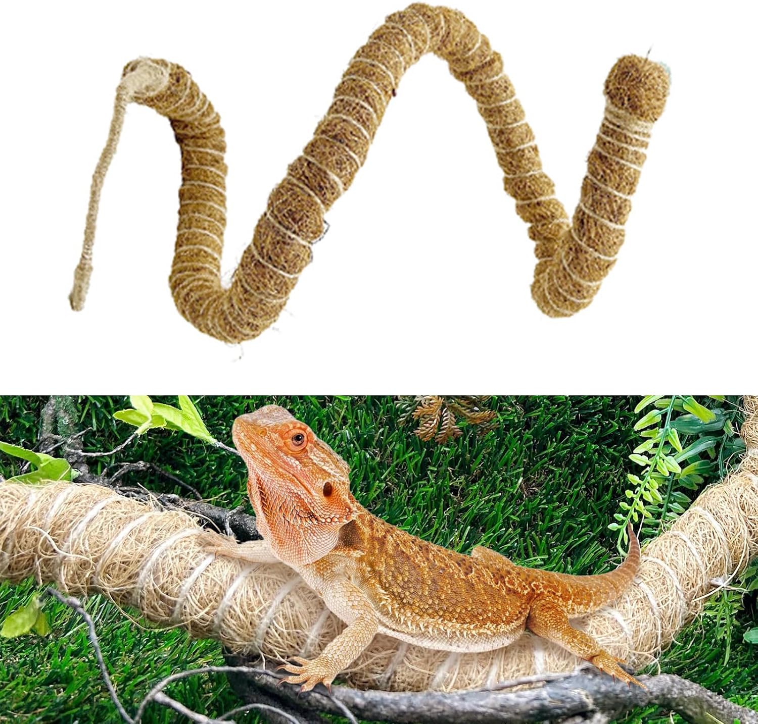 Flexible Climbing Vine for Reptiles Habitat Decoration Coconuts Fibre Bendable Jungle Climbing for Lizards Snake Reptiles