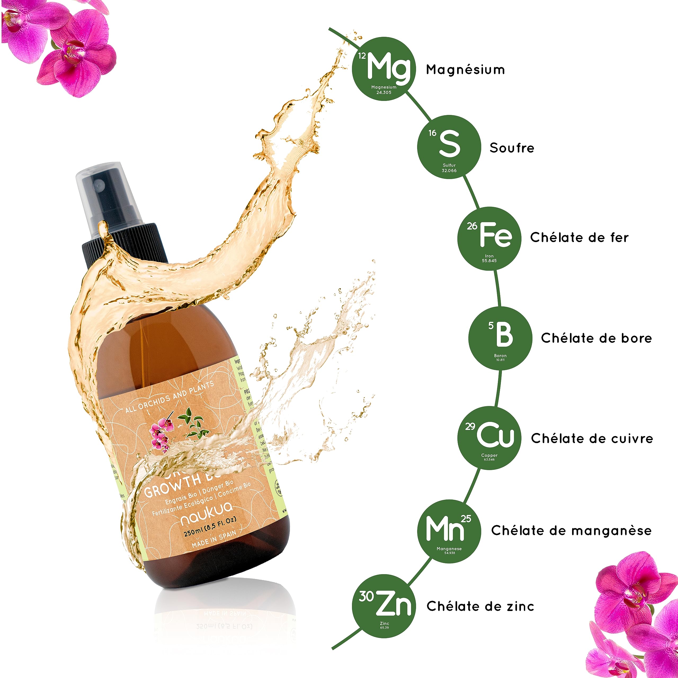 Engrais Bio pour Orchidées - Revitalisation et Floraison Prolongée - 100% Naturel - Fertilisant et Stimulateur de Croissance - Orchidées d'Intérieur et Extérieur – Spray Prêt à l'Emploi 250ml