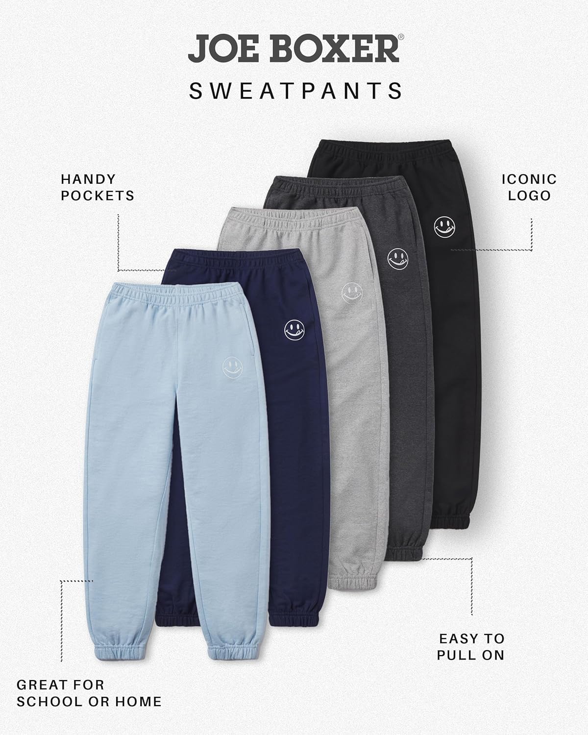 JOE BOXER Boys Sweatpants Size 6-14, French Terry Boys Joggers with Pockets, Comfy Kids Sweat Pants Pajama Pants - Image 3