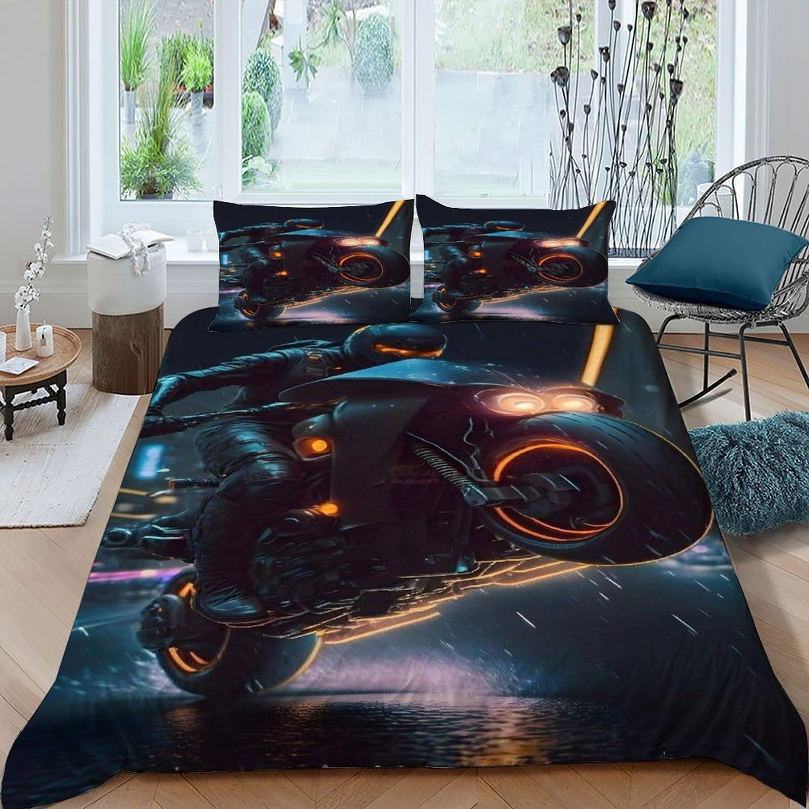 Parure de lit motard 220x240cm housse de couette voiture sport microfibre