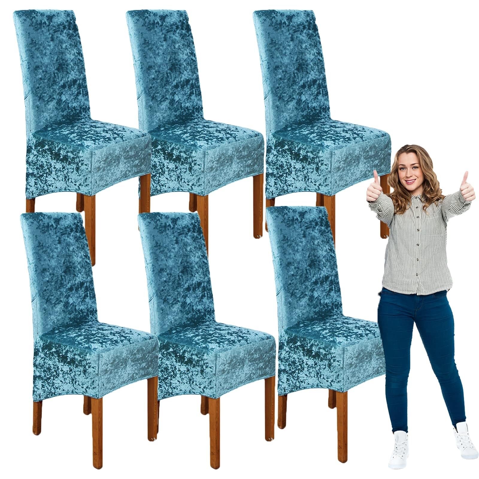 NMVAWIPT Crushed Velvet XL Dining Chair Covers, Elastic Stretch Protective Slipcovers, Ideal For Hotel, Wedding Banquet, Party(#69,6pcs)