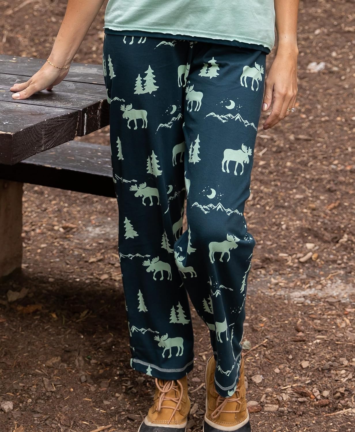 Lazy One Pajamas for Women, Cute Moose Pajama Pants and Top Separates - Image 3