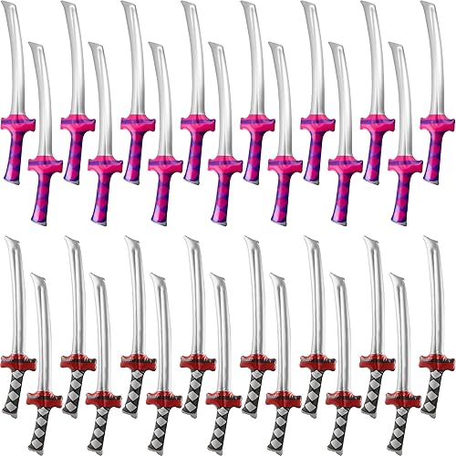 Paquete de 30 armas inflables de 30 pulgadas de ninja katana de samurái, armas inflables para niños, Halloween, piscina, suministros de fiesta de