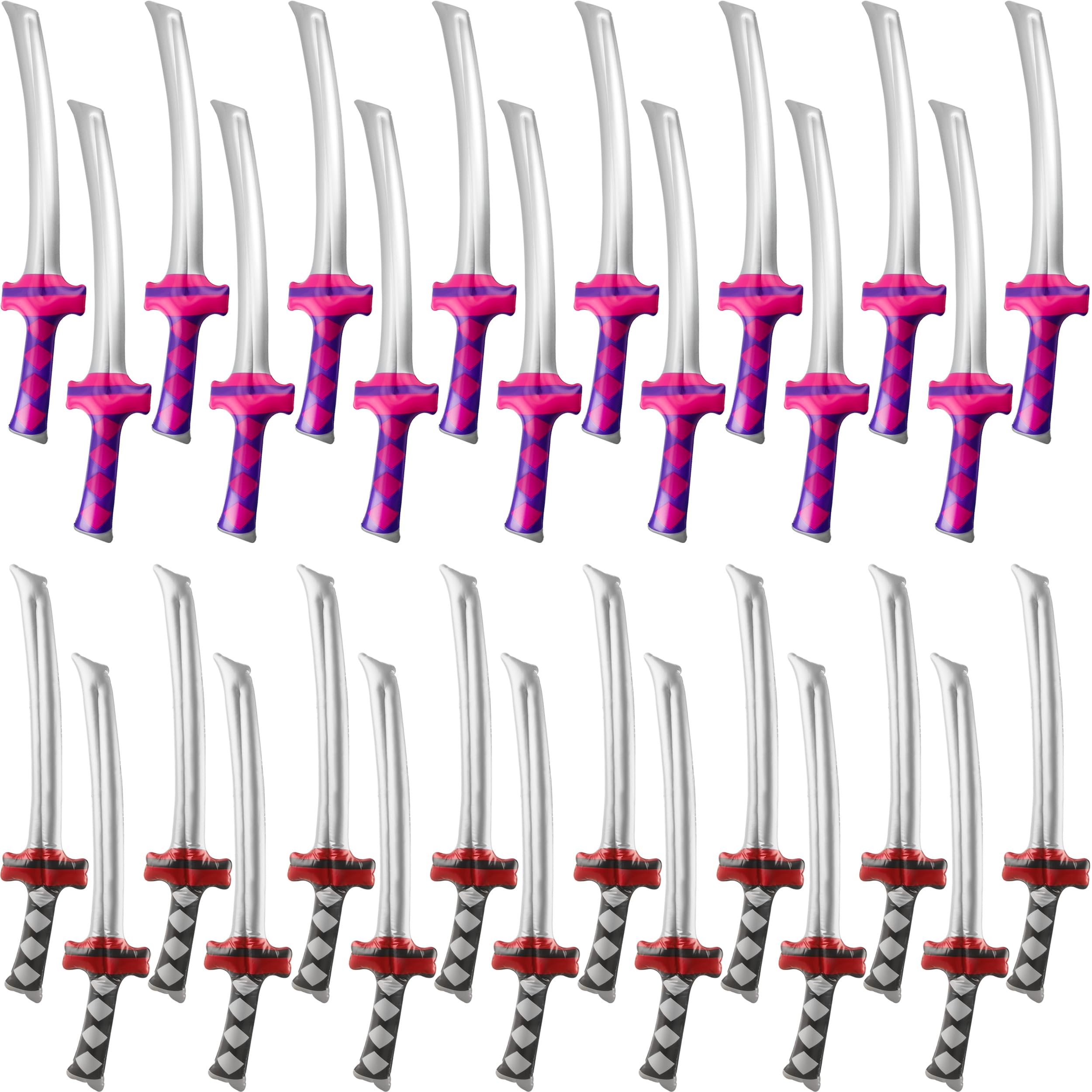 Fahacop 30 Pack 30 Inch Inflatable Ninja Katana Blow up Samurai Sword Inflatable Weapons for Kids Halloween Pool Birthday Party Supplies