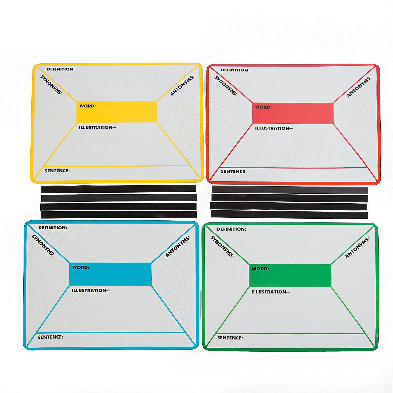 Four Square Dry Erase Sheet (4Pc) - 4 Pieces - Educational and Learning Activities for Kids