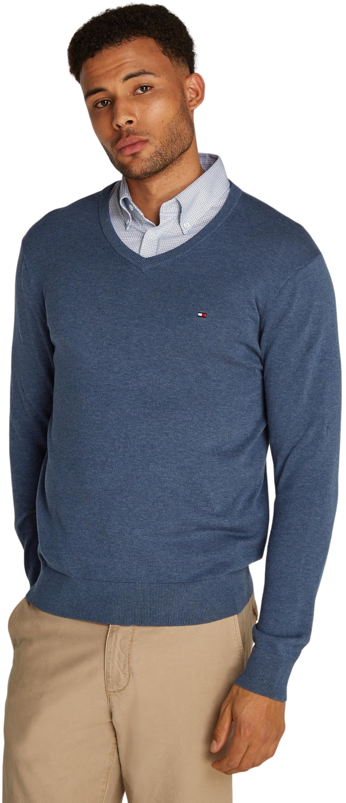 Tommy Hilfiger Uomo Pullover Essential Cotton Scollo a V