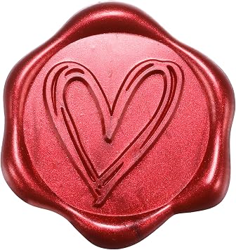 50Pcs Wax Seal Stickers, 1.14inch/29mm Flame Red Envelope Seal Stickers, Heart Vintage Wedding Invitation Stickers for Valentine's Day Birthday Bridal Shower Party Supply