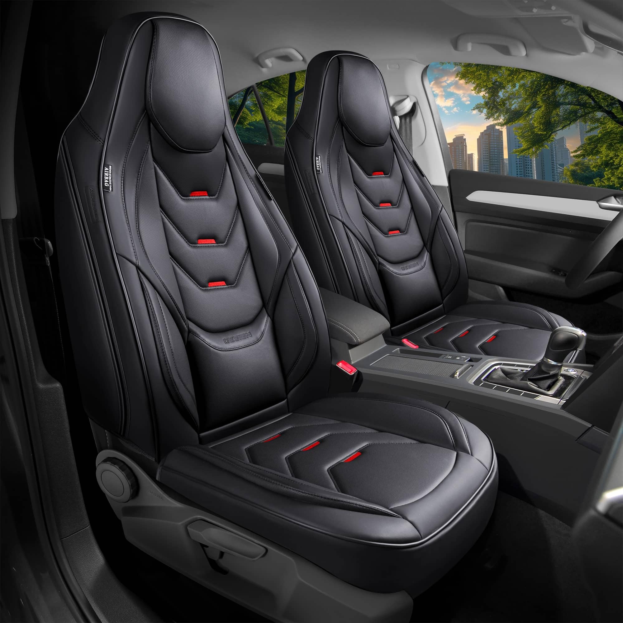 Autositzbezüge Universal für PKW & SUV – Premium Schonbezüge Komplettset Schwarz, hochwertig verarbeitet für mehr Sitzkomfort, Airbag-kompatibel Sitzauflage, für Vorder- und Rücksitze