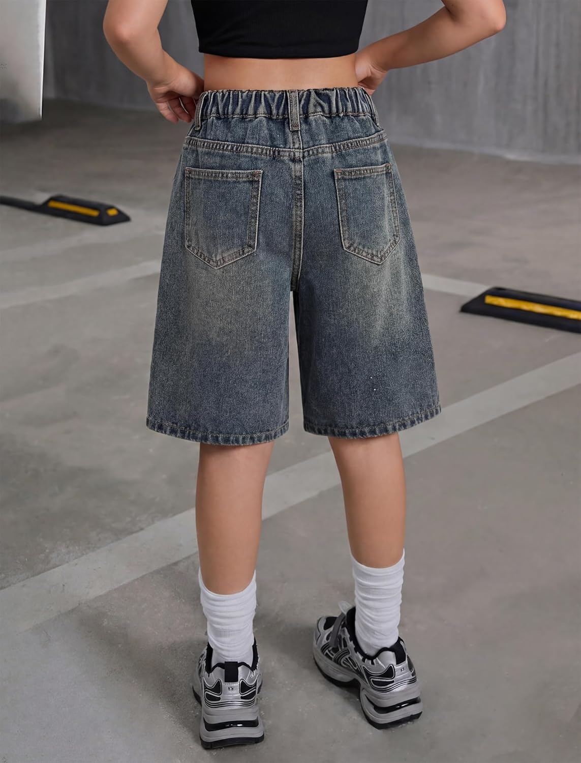 Girls Jean Shorts High Waisted Wide Leg Baggy Denim Shorts for Teen Trendy Y2k Vintage Bermuda Jorts 13-16Y