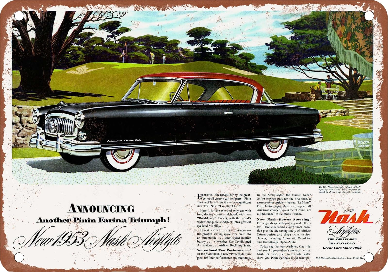 Miaomansenstore Metal Sign - 1953 Nash Vintage Ad 03 - Old Retro Rusty Look Home Decor