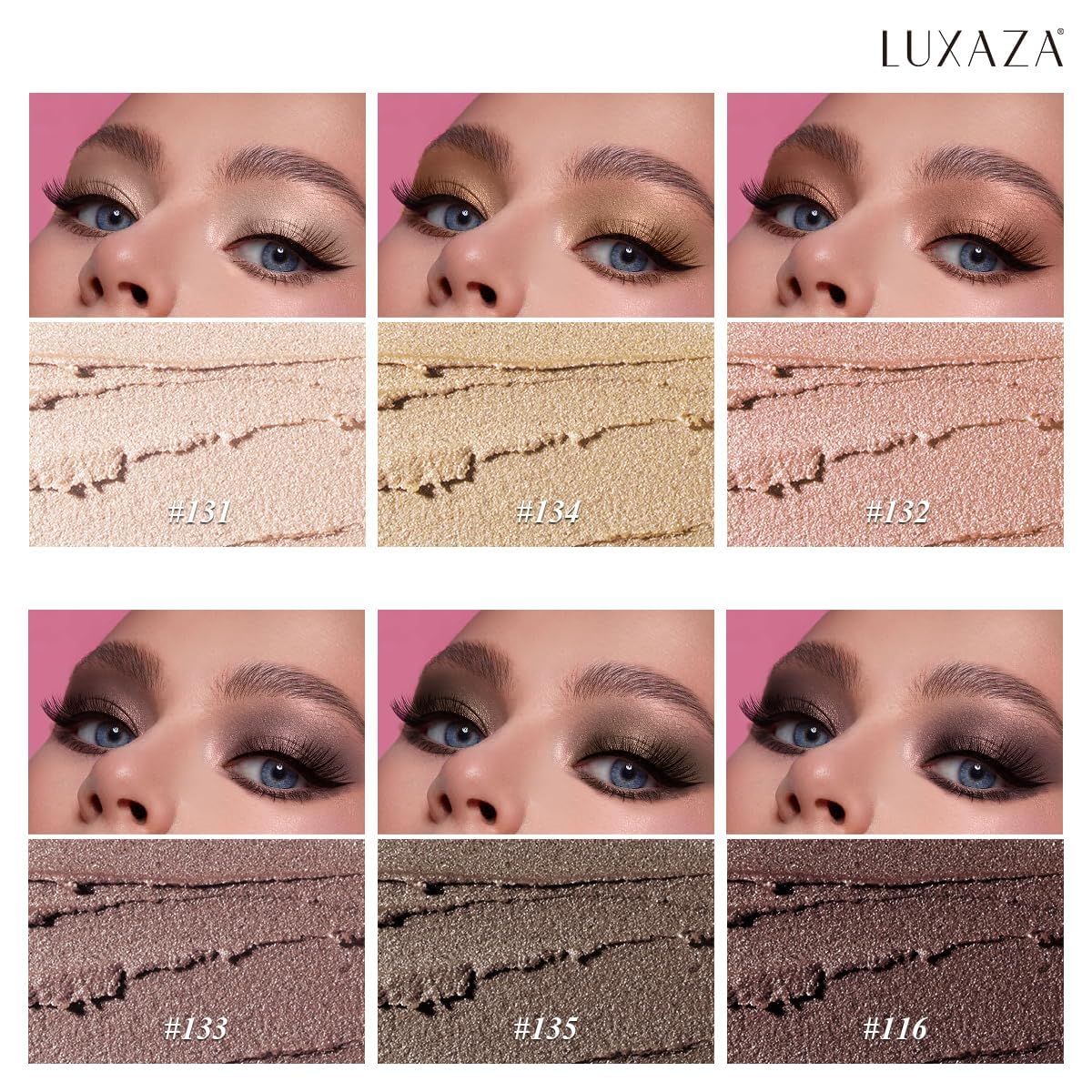 LUXAZA PRO Pink Eyeshadow Stick Makeup 6PCS Set, Light Metallic Shimmer Cream Eye Shadow Eyeliner Brightener Pencil Crayon - PINK OCEAN Product Image 2