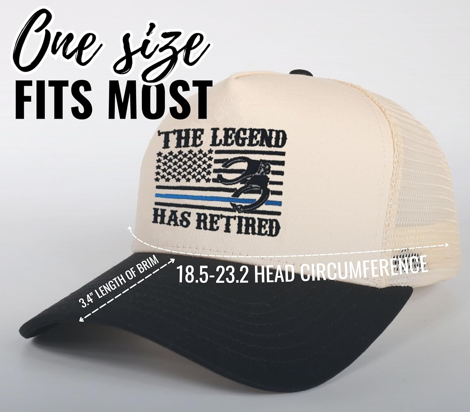 InnoBeta Retirement Gifts Cap for Police Officer, Adjustable Embroidered Trucker Hat, Gifts for Retired Police Officers Men, Law Enforcement, Correctional Officer, Cops Black - Image 2