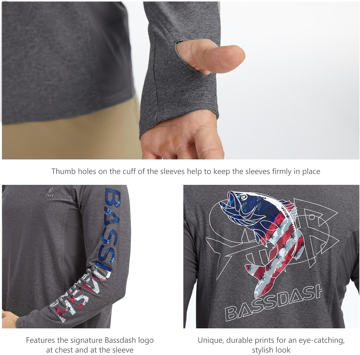 BASSDASH Men’s UPF 50+ Graphic Fishing Hoodie Shirts UV Sun Protection Long Sleeve Moisture Wicking Performance FS48M - Image 5