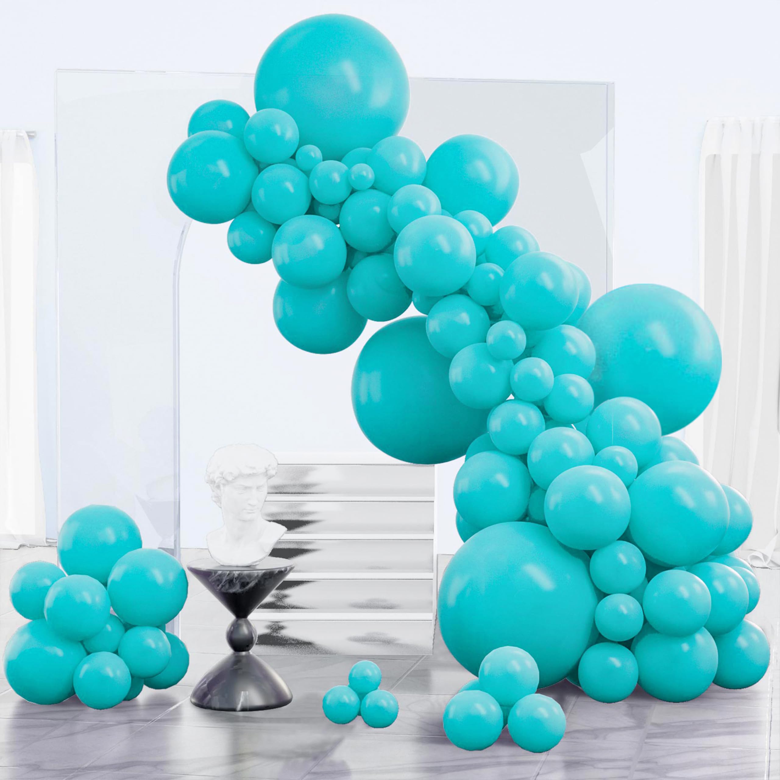 PartyWoo Teal Balloons 152pcs Different Sizes 18 12 10 5 Inch Garland Arch Kit for Baby Shower Gender Reveal Graduation Mermaid Birthday Pool Party Decorations - main product image