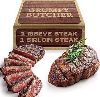 Grumpy Butcher 2-Steak Sampler Gift Basket for Men – 1 Ribeye Steak (14 ...
