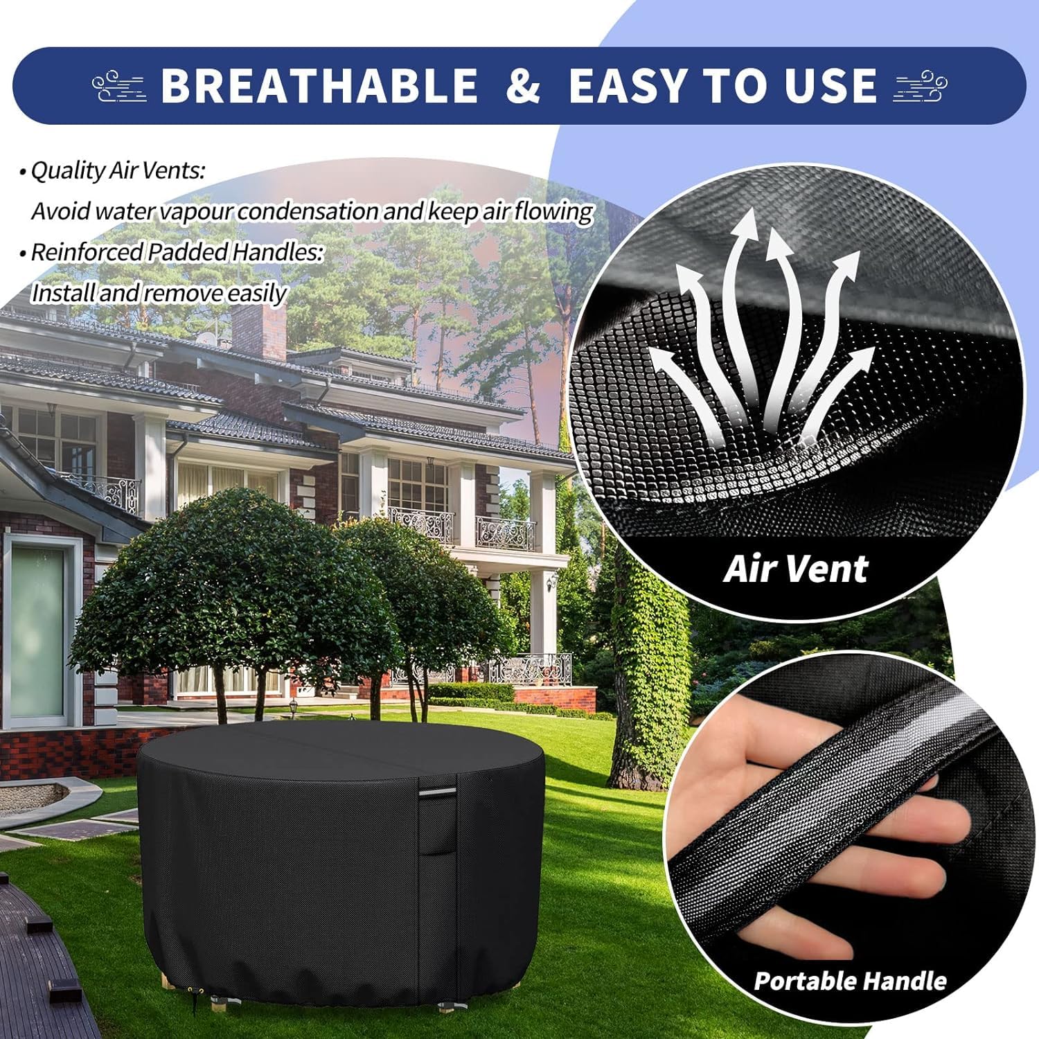 RICHIE Garden Furniture Covers Waterproof Garden Outdoor Table Cover 102x71cm - Image 4