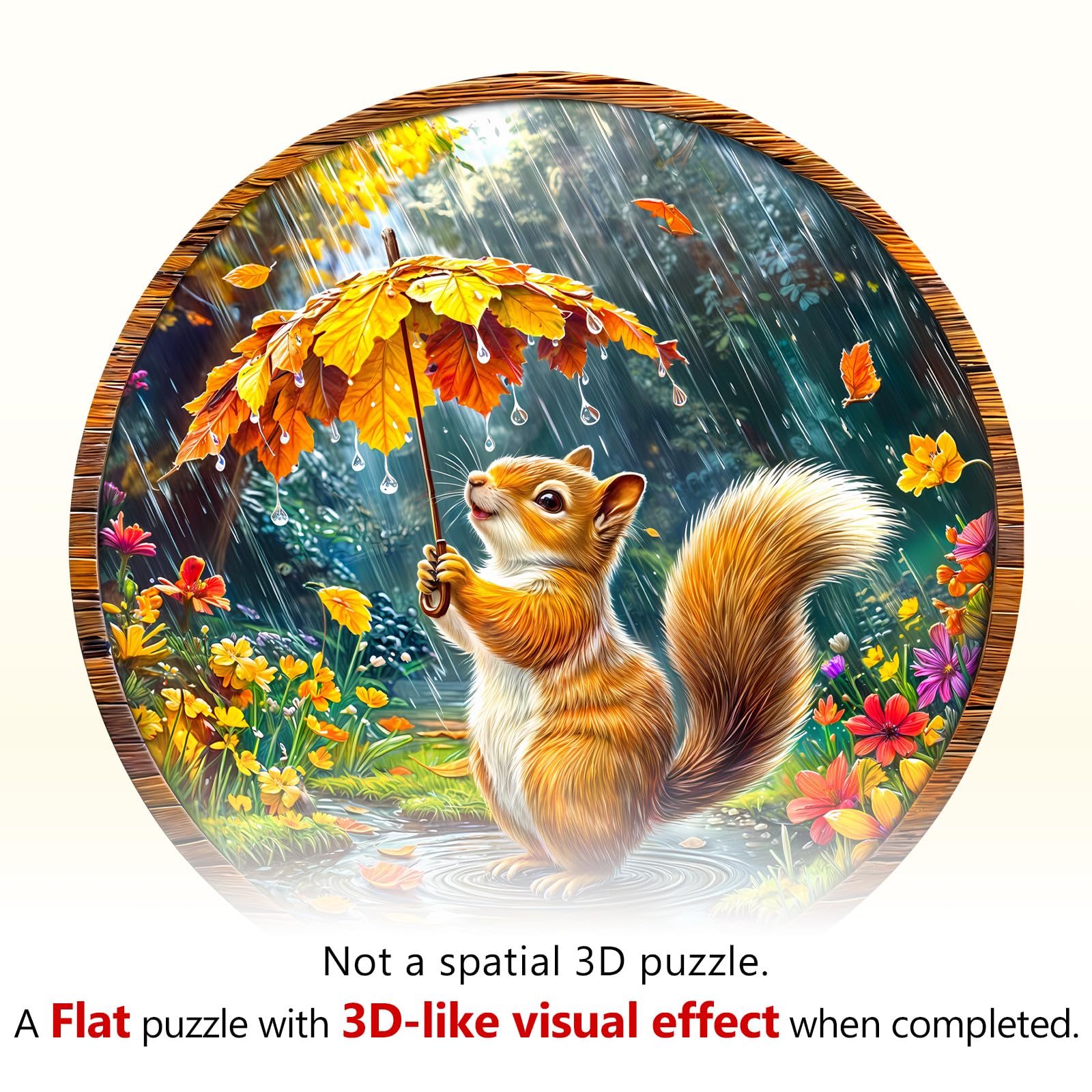 Holzpuzzle Erwachsene, 270 Teile Eichhörnchenträume Puzzles, 34 * 33.9cm Wood Puzzle, Unregelmäßige Einzigartige Tierform Holzpuzzles für Erwachsen, Schön Geschenk für Familie und Freunde