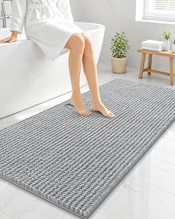 Smiry Thick Bathroom Rugs 47x24, Extra Soft Absorbent Chenille Bath Mat