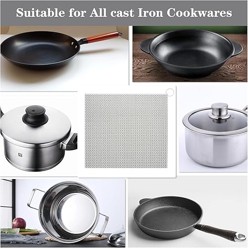 Miniatura 5 de Limpiador de hierro fundido paquete de 2 unidades de acero inoxidable 316 rectángulo de hierro fundido de metal para limpieza de correos para ollas