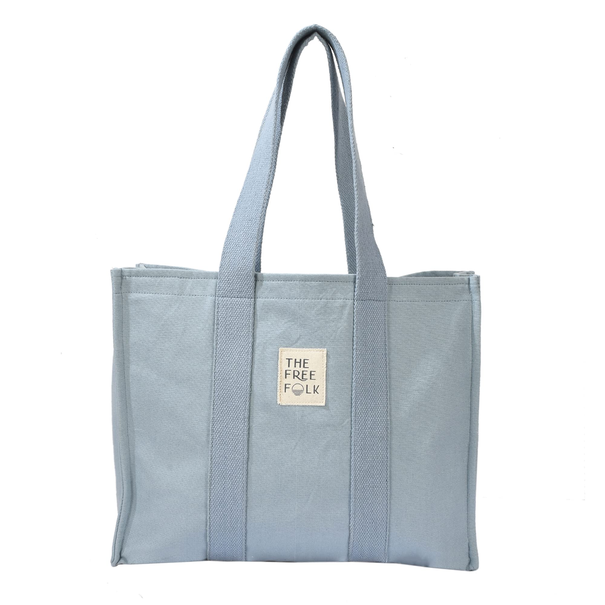 The Free Folk Premium Unisex-Adult Canvas Cotton Shoulder Tote Bag (Blue) (B09VDRZQ2Z) Amazon Price History, Amazon Price Tracker