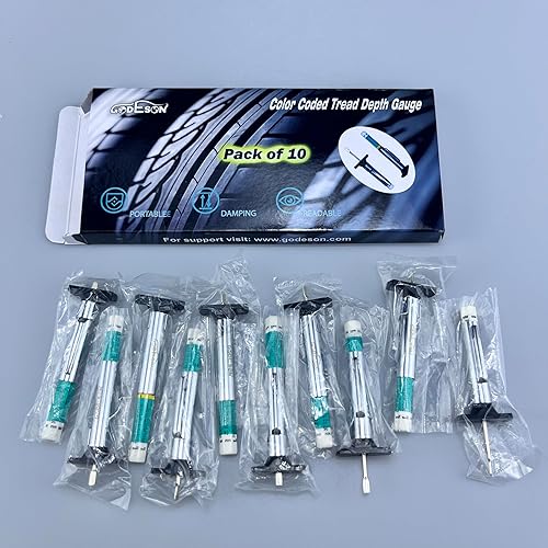 Miniatura 11 de Godeson 88702 Medidor de profundidad de banda de rodadura de neumáticos con código de color inteligente (paquete de 10)