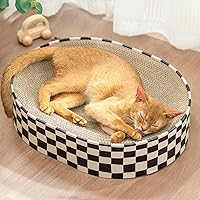 Conlun 2-in-1 Oval Cardboard Cat Scratcher Bowl - Indoor Scratch Pad Lounge Bed, Corrugated Furniture Protector for Kittens