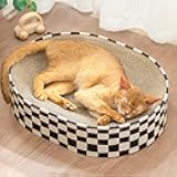 Cat Scratcher Cardboard,2 in 1 Oval Cat Scratch Pad Bowl for Indoor Kitty Grinding Claw,Round Kittens Scratching Board Corrugated Lounge Pet Beds&Furniture Protector for Sofas
