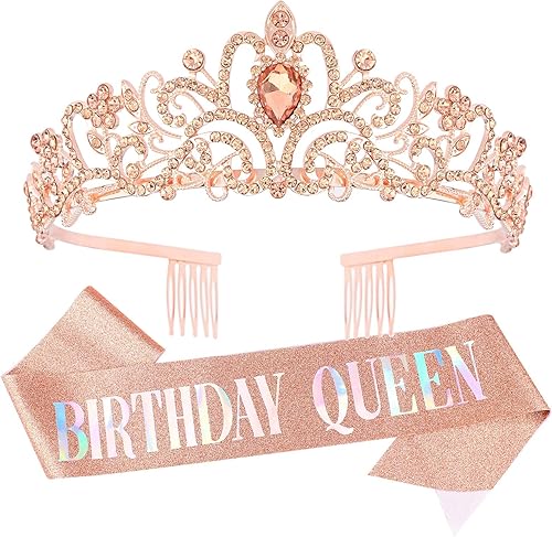 Coronas de cumpleaños para mujer, corona de reina de feliz cumpleaños, tiaras para mujer, banda de cumpleaños, regalos de feliz cumpleaños para